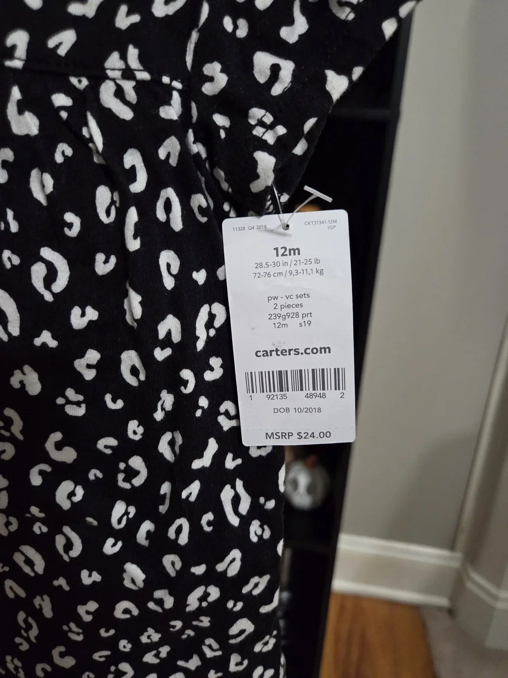 Carter's Black and White Leopard-Print Kids Set